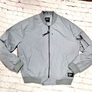 Zara Man x DNWR Grey Zip-Up Lightweight Bomber Jacket